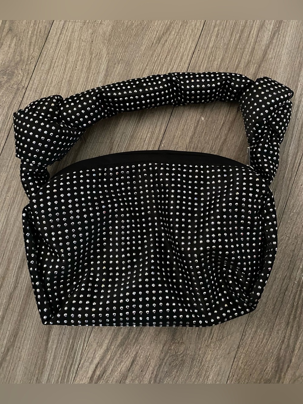 J. Crew Black/Silver Studded Knotted-Handle Handbag